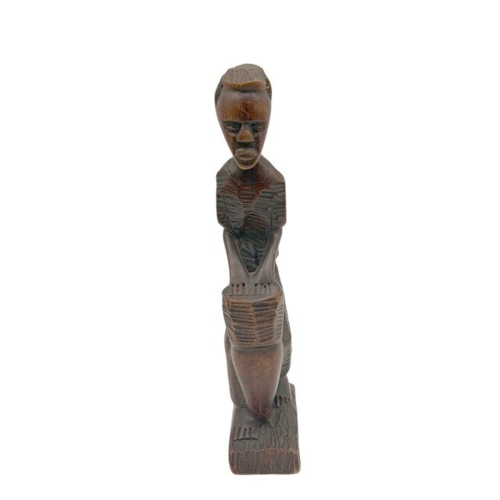 Hand Carved Wood Drummer Figurine Set Tribal African Art Decor Men Drums - Picture 10 of 12